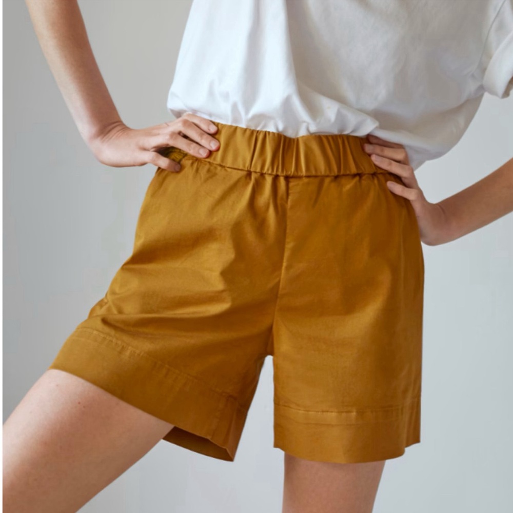 Everlane Womens The Easyโ Short Size 2 Elastic Waist Chino Amber Orange